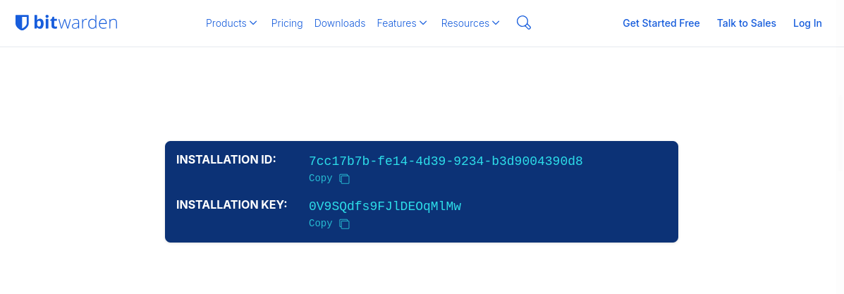 Installation ID dan Key
